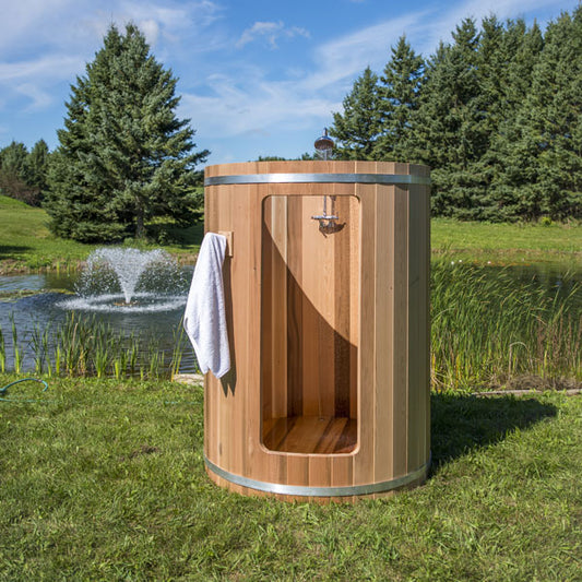 Rainbow Barrel Outdoor Shower - Clear Red Cedar