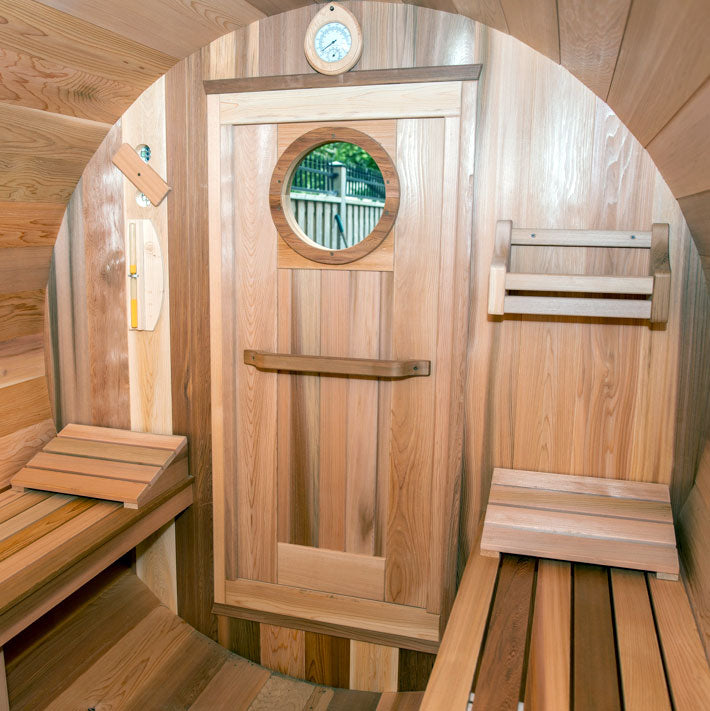 6'x6' (182cm) Barrel Sauna- Clear Cedar