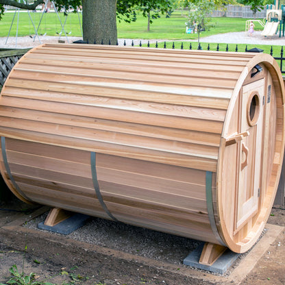 6'x6' (182cm) Barrel Sauna- Clear Cedar