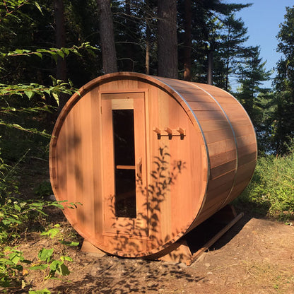 6'x6' (182cm) Barrel Sauna- Clear Cedar