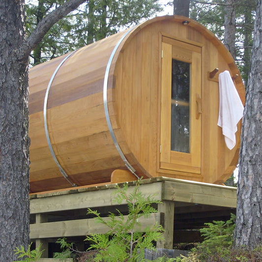 6'x7' (214cm) Barrel Sauna - Clear Cedar