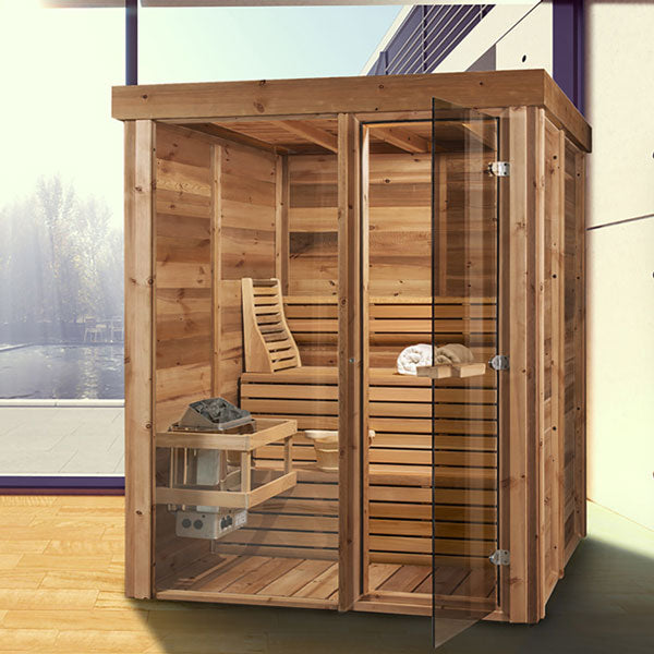 PU552 Indoor Pure Cube Sauna - Knotty Red Cedar