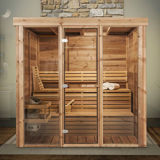 PU572 Indoor Pure Cube Sauna - Knotty Red Cedar